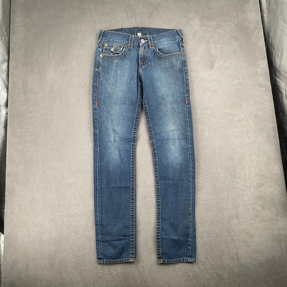 True Religion Skinny Section Mens Jeans Blue Cotton Denim Size 29 Made in Mexico